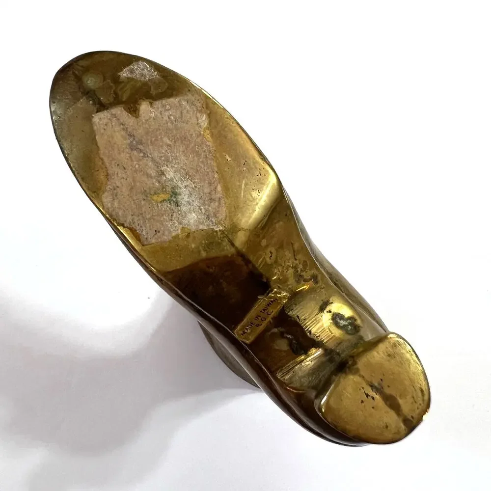 Vintage Brass Victorian Boot Figurine Collectible Decorative Vase Planter MCM